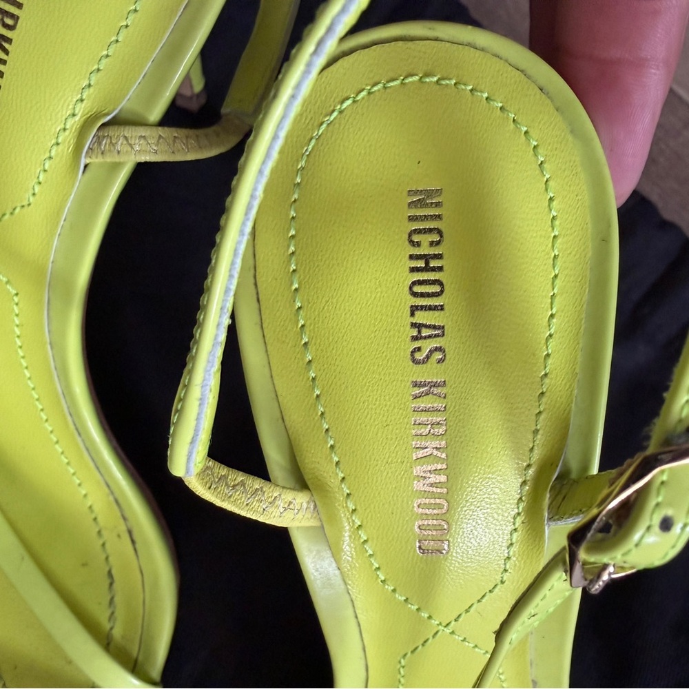 Nicholas Kirkwood Vibrant Citrus Yellow Lime Women 36.5 Italy Stiletto Strappy - Picture 3 of 12